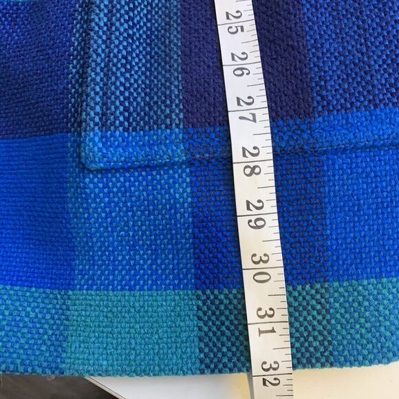 Avoca Coat Women's X-Large Chenille Teal Blue Checked Lined Made In Ireland - Picture 7 of 7